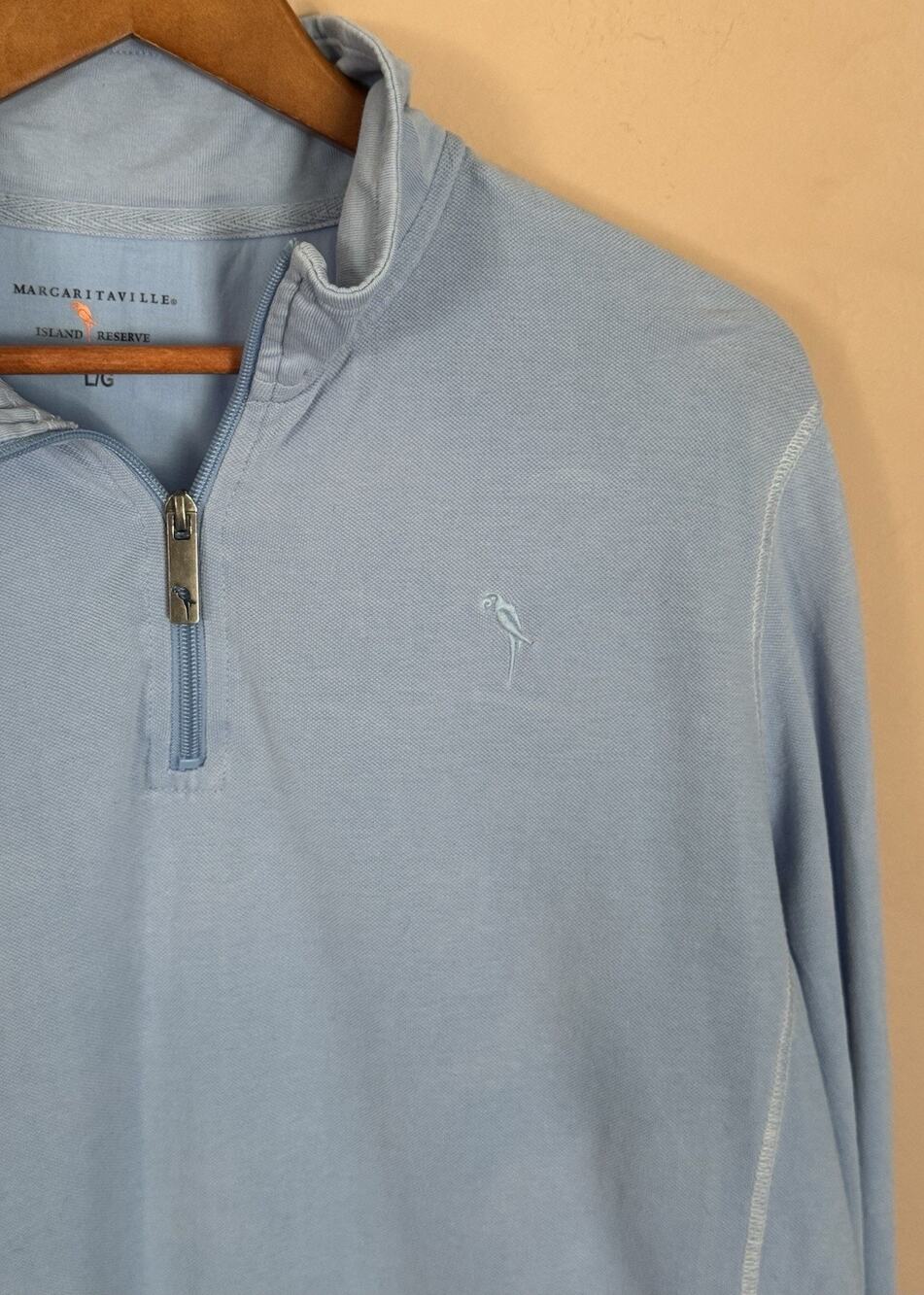 Margaritaville Island Reserve Medium Light Blue Quarter Zip Cotton Pullover